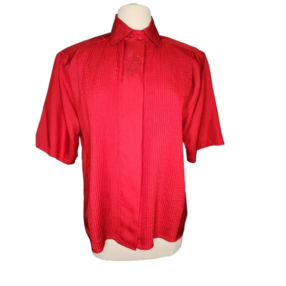Vintage Yves St. Clair Red Button Up Blouse - Picture 1 of 10